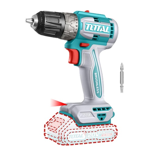 TALADRO INALAMBRICO 3/8" 20V 52 NM CARGADOR Y BATERIA NO INCLUIDO SUPER TOTAL (TDLI204531)