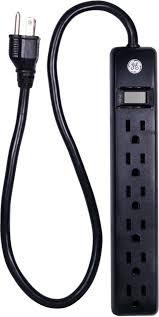 TOMA MULTIPLE GENERAL ELECTRI 6 SALIDAS NEGRO CABLE 2FT (GE14831)