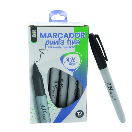 MARCADOR AH ROYAL NEGRO TIPO SHARPIE (PAC90015-116) CAJA x 12