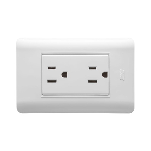 LINEA AVE  BLANCA INCRUSTRAR TOMA DOBLE (15066N)