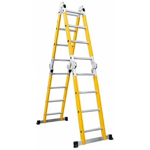 ESCALERA MULTIPOSICIONES EN FIBRA DE VIDRIO 16 PELDAÑOS UDUKE SIN PLATAFORMA (4.8MTRS)(150KLS)(HT3180)