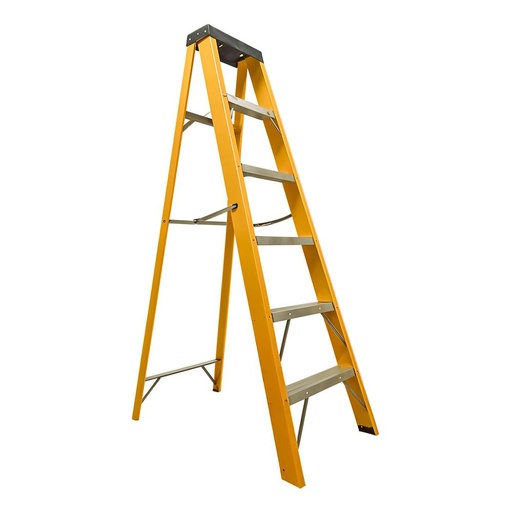 ESCALERA TIJERA 5 PELDAÑOS EN FIBRA DE VIDRIO CAP 150 KILOS USO INDUSTRIAL UDUKE CON PLATAFORMA (HT3182)