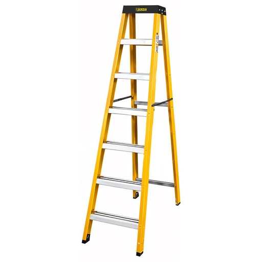 ESCALERA TIJERA 6 PELDAÑOS EN FIBRA DE VIDRIO CAP 150 KILOS USO INDUSTRIAL UDUKE CON PLATAFORMA  (HT3183)