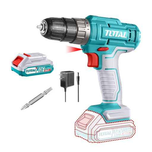 TALADRO INALAMBRICO  1/32-3/8  12V 20 NM INCLUYE 1 BATERIA DE 1.5AH SUPER TOTAL (UTDLI1218)