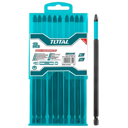 PUNTAS TALADRO IMANTADA PH2 200MM (+)  JUEGO X 10 PZS INDUSTRIAL SUPER TOTAL (TACIM16PH285)