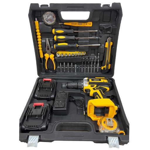 TALADRO ATORNILLADOR INALAMBRICO 3/8 21V  40N.M INCLUYE 2 BATERIAS, CARGADOR Y 48 PCS UDUKE (HT3388)