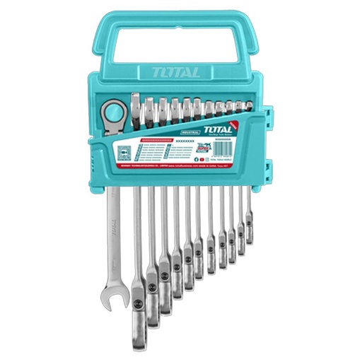 LLAVE MIXTA CON RACHE FLEXIBLE 8 - 19 MM JUEGO X 12 PZS  INDUSTRIAL SUPER TOTAL (THT102RK5126)