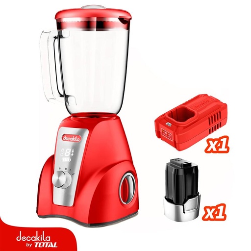 LICUADORA INALAMBRICA 16V 1.5L VASO VIDRIO  INCLUYE BATERIA Y CARGADOR DECAKILA (KUJB052R)