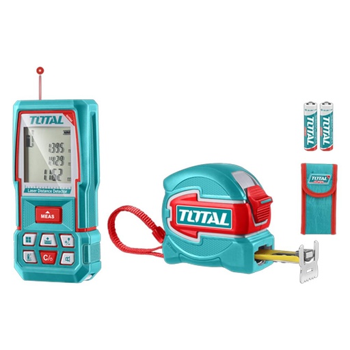 KIT DE MEDIDOR DE DISTANCIAS LASER 70 MTS + METRO 5 MTS HOJA 32MM INDUSTRIAL SUPER TOTAL (TLDD241201)