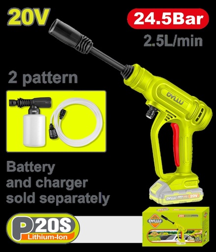 HIDROLAVADORA INALAMBRICA 20V PORTATIL BATERIA Y CARGADOR NO INCLUIDO DYLLU (DTQX0120)