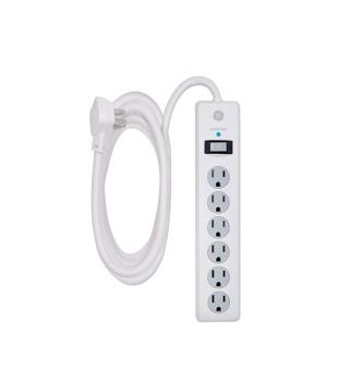 TOMA MULTIPLE X 6 CON SUPRESOR DE PICOS PROTECCION 800 JOULES GENERAL ELECTRIC CABLE 3 MTS CALIBRE 14 ENCHUFE PLANO (GE14092)