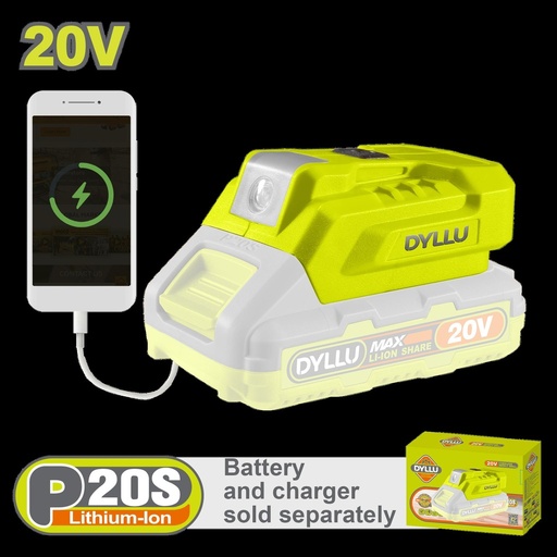 CARGADOR USB 20V PARA CELULARES Y OTROS EQUIPOS BATERIA Y CARGADOR NO INCLUIDO DYLLU (DTUCP118)