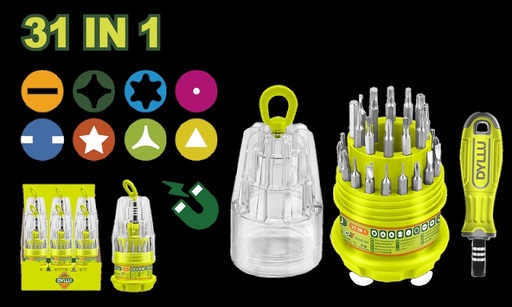 DESTORNILLADOR TIPO PIÑA X 31 EN 1 PZS DYLLU (DTSS1J31)