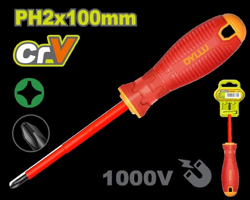 DESTORNILLADOR (+) 4" AISLADO 1000V DYLLU (DTSD7224)