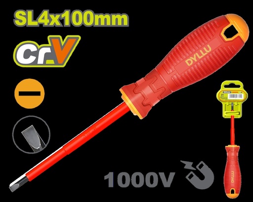 DESTORNILLADOR (-)  4" AISLADO 1000V DYLLU (DTSD7244)