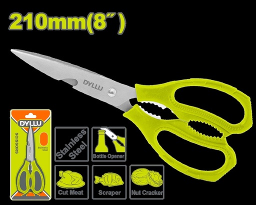 TIJERA 8" ACERO INOXIDABLE MANGO ERGONOMICO (DTSX1602)