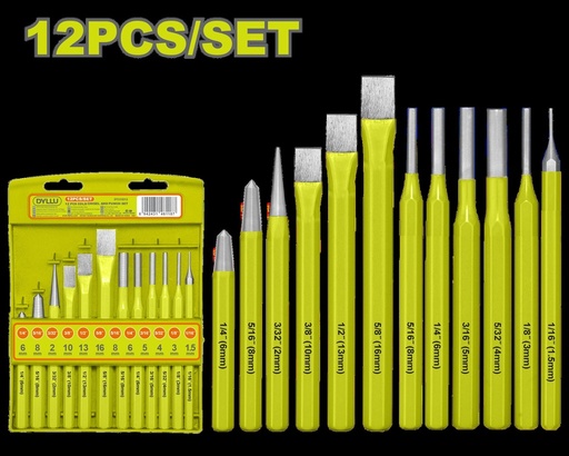 JUEGO DE CINCEL Y PUNZÓN  X 12 PZS DYLLU (DTCC8312)