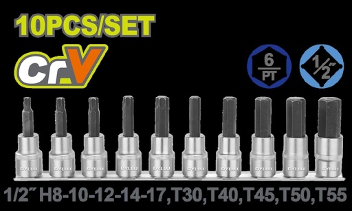 JUEGO DE COPA TORX 1/2" X 10 PZS DYLLU (DTST1412)