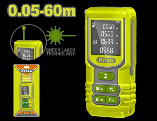 MEDIDOR DE DISTANCIA LASER 60M LUZ VERDE DYLLU (DTDL1526)