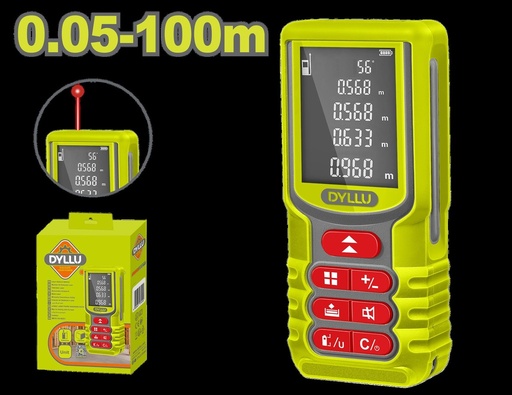 MEDIDOR DE DISTANCIA LASER 100M LUZ ROJA DYLLU (DTDL1520)