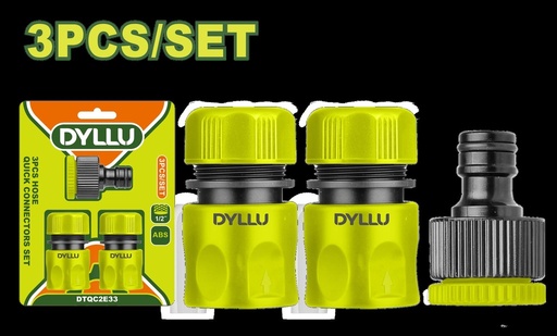 JUEGO DE CONECTORES RÁPIDOS PARA MANGUERA X 3 PZS DYLLU (DTQC2E33)
