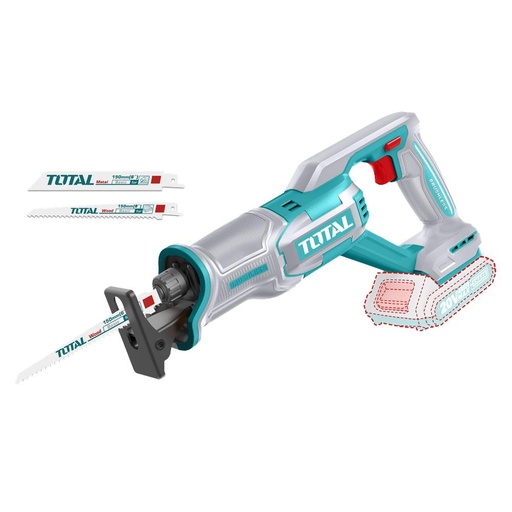 SIERRA SABLE INALAMBRICA 20V  (CAPACIDAD DE CORTE METAL:12MM-MADERA 210MM) INCLUYE DOS SEGUETAS, BATERIA Y CARGADOR SE VENDEN POR SEPARADO INDUSTRIAL SUPER TOTAL  (TRSLI2108)