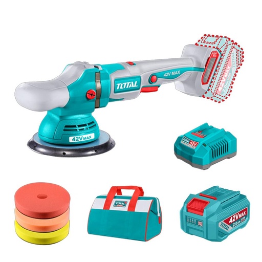 POLICHADORA INALAMBRICA 8" 42V INCLUYE 1 BATERIA 2.0AH, 1 CARGADOR Y ACCESORIOS  INDUSTRIAL SUPER TOTAL (UTAPLI42151)