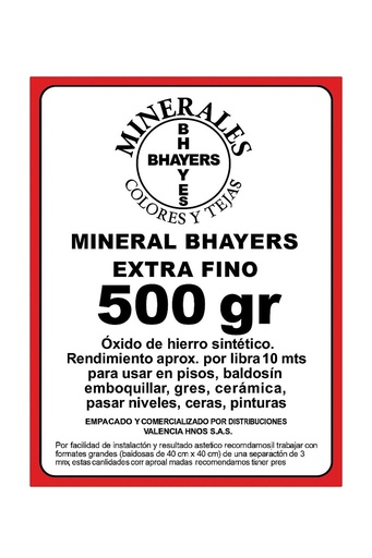 MINERAL ROJO BHAYERS CAJA 500GR