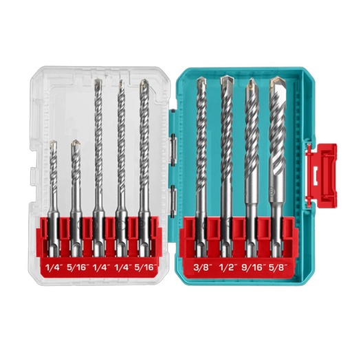 JUEGO DE BROCAS X 9 PZS PARA MURO,  CON VASTAGO EXAGONAL SDS PLUS  INDUSTRIAL SUPER TOTAL (UTACSDL30906)