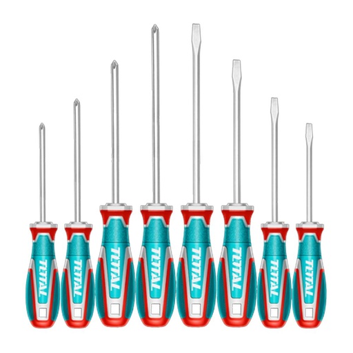 JUEGO DESTORNILLADORES X 8 PCS CROMO VANADIUM PUNTA IMANTADA INDUSTRIAL SUPER TOTAL (TKSDS0846)