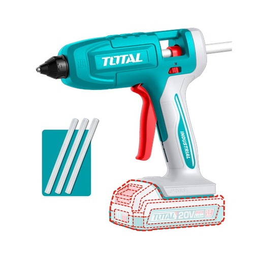 PISTOLA SILICONA 20V INCLUYE 3 BARRAS BATERIA Y CARGADOR SE VENDEN POR SEPARADO  SUPER TOTAL (TGGLI2003)