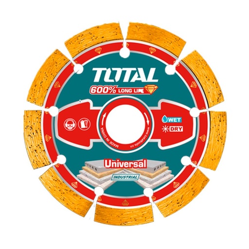 DISCO DIAMANTADO SEGMENTADO 4 1/2" UNIVERSAL CORTE EN SECO Y HUMEDO INDUSTRIAL SUPER TOTAL (TAC2171151)