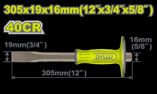 CINCEL PLANO 12" X 3/4" X 5/8" CON PROTECTOR DYLLU (DTCC2311)