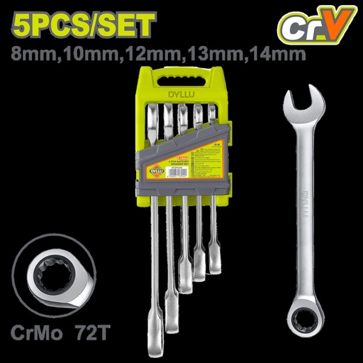 LLAVE MIXTA 8 - 14 MM CON RACHE JUEGO X 5 PZS DYLLU (DTSP4205)