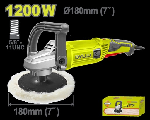 POLICHADORA 7" 1200W INDUSTRIAL INCLUYE 4 ACCESORIOS DYLLU (UDTAE1512001)