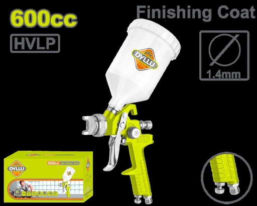 AEROGRAFO 600CC VASO PLASTICO BOQUILLA 1.4MM ALTA PRESION  DYLLU (DTGA1506)
