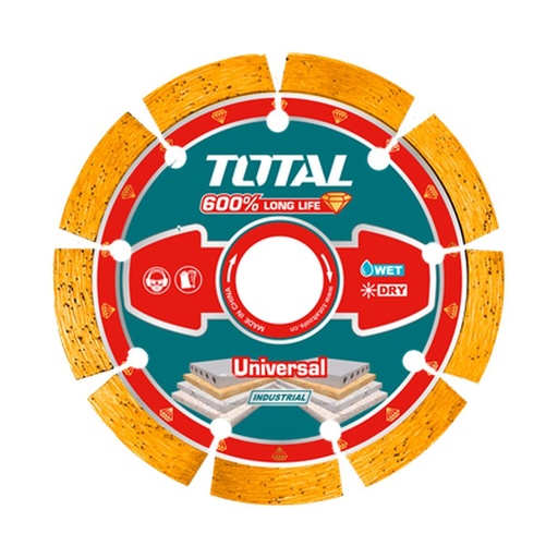 DISCO DIAMANTADO SEGMENTADO 9" UNIVERSAL CORTE EN SECO Y HUMEDO INDUSTRIAL SUPER TOTAL (TAC2172301)