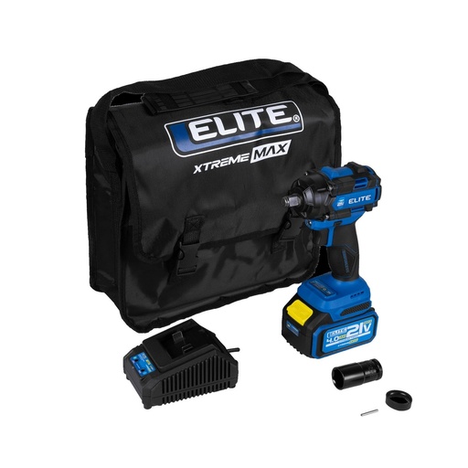 PISTOLA IMPACTO INALAMBRICA SIN ESCOBILLAS 1/2" 21V 500NM 600W ELITE INCLUYE MALETIN LONA + BATERIA 4A.H + CARGADOR (XIW2155K)