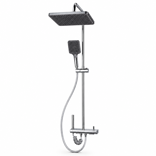 JUEGO DE DUCHA CUADRADA + DUCHA TELEFONO + SOPORTE CROMADA UDUKE (HT4002)