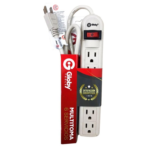 TOMA MULTIPLE X 6 GLOBY CON CABLE 75 CM (U51)