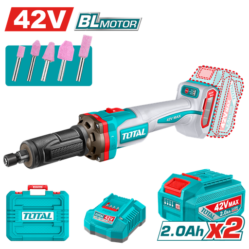 MOTO TOOL INALAMBRICO 42V 1/4" INLCLUYE 2 BATERIA 2.0AH  + CARGADOR  Y ACCESORIOS NDUSTRIAL SUPER TOTAL (UTDGLI42012)
