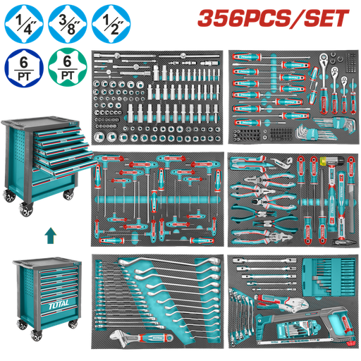 CAJA HERRAMIENTAS CON 356 PZS INDUSTRIAL SUPER TOTAL (THPTCS73561)