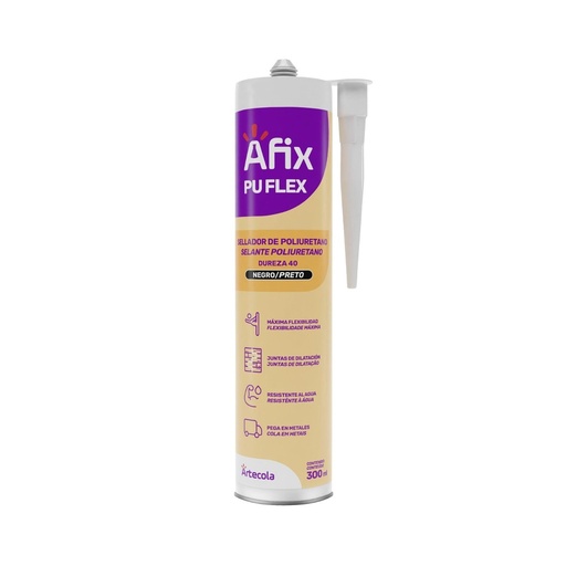 SELLADOR Y ADHESIVO PU FLEX POLIURETANO NEGRO X 300ML AFIX PEGADIT (0406033)