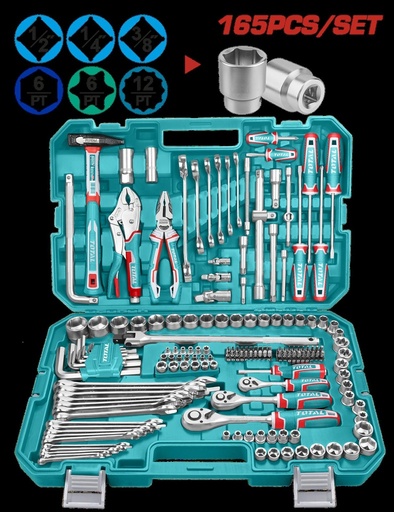 JUEGO DE HERRAMIENTAS 165 PZS INDUSTRIAL SUPER TOTAL ( THKTHP61657)