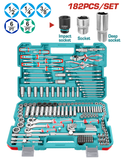 RACHE CON COPAS  1/2,1/4,3/8  X 182 PZS INDUSTRIAL SUPER TOTAL (THKTHP61827)