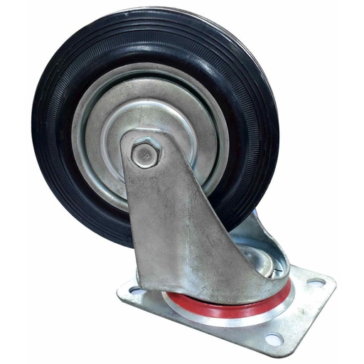 RODACHINES 6 PLANO NEGRO CAUCHO CON RIN 160MM 150KG (INDIVIDUAL) (HT40245)