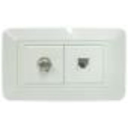 LINEA BK BLANCA INCRUSTAR TOMA TELEFONO + TV (118Z-78) (HT20343)