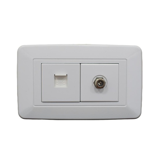 LINEA BK BLANCA INCRUSTAR TOMA TELEFONO + TV VHARBOR (118Z-78) (HT1524)(HT20343)
