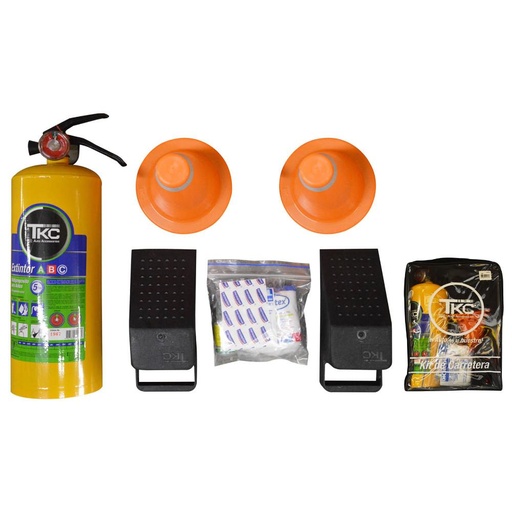 KIT CARRETERA PARA CARRO TKC ESTUCHE X 5 PCS -REGLAMENTARIO  (EXTINTOR DE 5 LBS) REF-106772