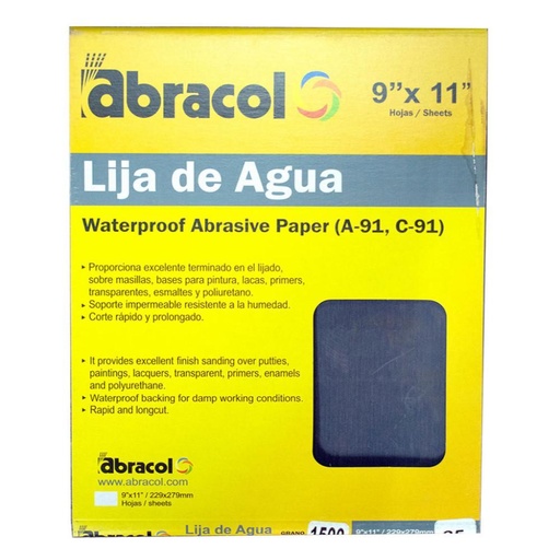 LIJA ABRACOL MICRO FINA GRANO  1500 ( LIJADO EN AGUA (RPHLC0915000)